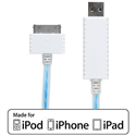 Изображение FS09251 3 feet Blue Flowing Illuminate Light Sync Charging USB Data Cable (White / Blue) for Apple iPad The New iPad 3 iPhone iPod Touch Nano