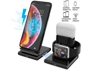 3in1 induction charging station for smartphones Apple Watch & AirPods 15W