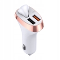 Dual USB Ports QC3.0 Quick Charge Car Charger with Bluetooth Earphone