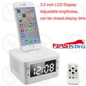Изображение Firstsing 8 Pin Audio Music Bluetooth Speaker Fm Radio Alarm Clock Charger Dock Station for iPhone 5S 6 6s 7 Plus SE