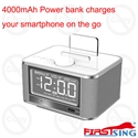Изображение Firstsing Portable Bluetooth Speaker FM Radio Alarm Clock Built-in 4000mAh Power bank with phone tablet charging