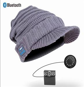 Knitted Fold Bluetooth Beanie Hat  Bluetooth Scarf  Bluetooth cap with Headphone for men and women の画像