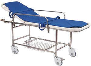 Image de Manual Backrest Adjustable Patient Transport Stretcher With Iv Pole   Foam Mattress