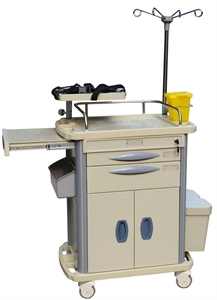 Picture of Hospital ABS Emergency Medical Trolleys With Double Dividers Drawers