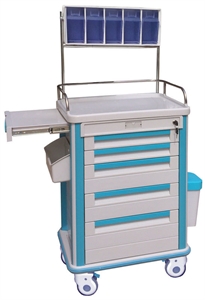 Image de Easy Move Hospital ABS Anesthesia Cart Medical Trolleys With 2 Middle Drawers