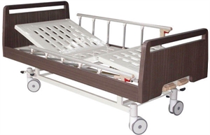 2 Cranks Manual Homecare Hospital Bed With 6-Rank Al-Alloy Side Rails の画像