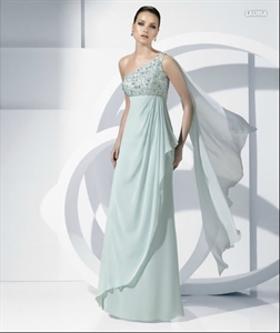 LE9 2012 Latest Hot Sale Custom Made One Shoulder Beaded Chiffon Evening DressLE9 の画像