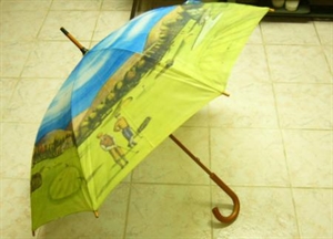 Picture of wooden 23inch straight umbrella with full printing