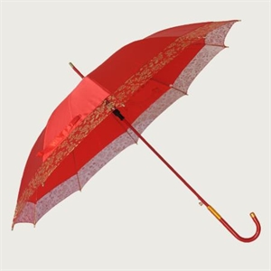 Picture of 23inch wedding straight umbrella/Red wedding umbrella with lace